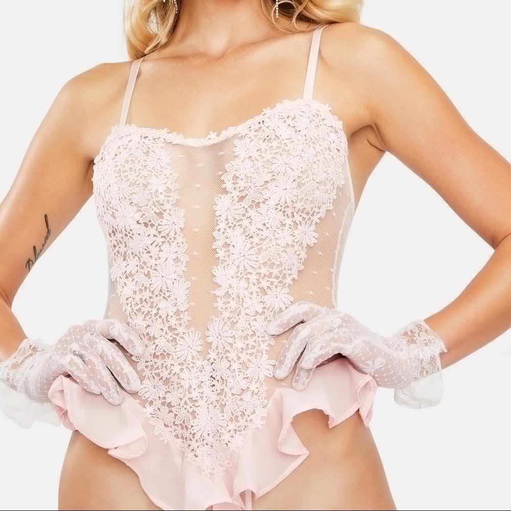 Dolls kill ruffle polkadot lace lingerie NWT